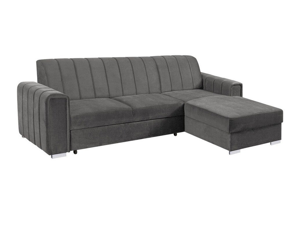 Sofá rinconero columbus 166, gris, función de descanso, caja de ropa de cama, 260x183x86cm