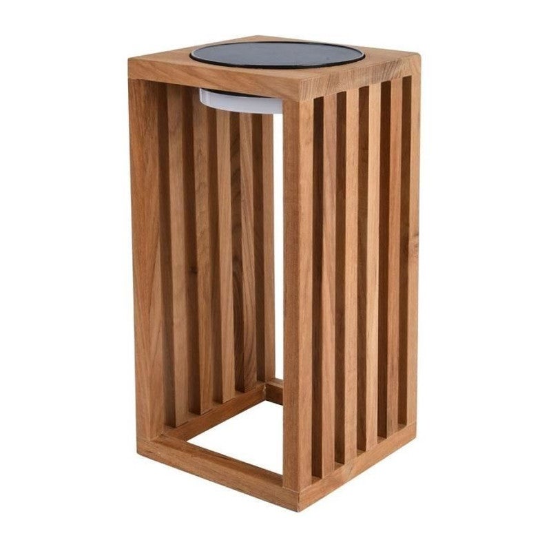 Lanterne Solaire CHENNAI En Teck Massif - Hauteur 50 Cm, LED Blanc Chaud - Éclairage D'extérieur Et Intérieur, Autonome 8-10h - 10