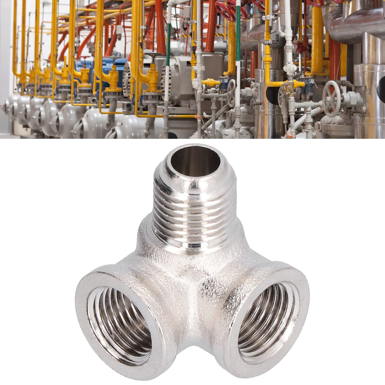 Raccord de tuyau en T en laiton oblique Connecteur pneumatique à 3 voies Accessoires pour compresseur d'air à onduleur - 2