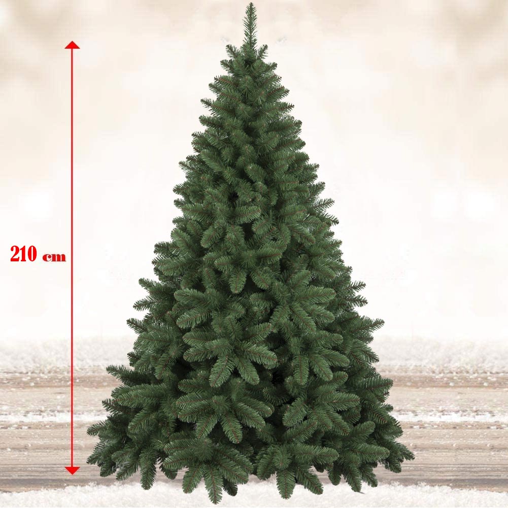 Albero Di Natale 210 cm Piccadilly Super Folto 850 Rami Pino Verde Base Croce - 4