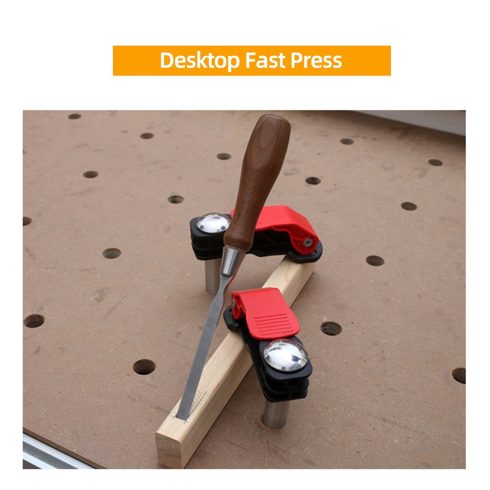 Braçadeira para carpintaria, prensa de mesa de aço inoxidável, liberação rápida de 20 mm para tampos de mesa com furos - 4