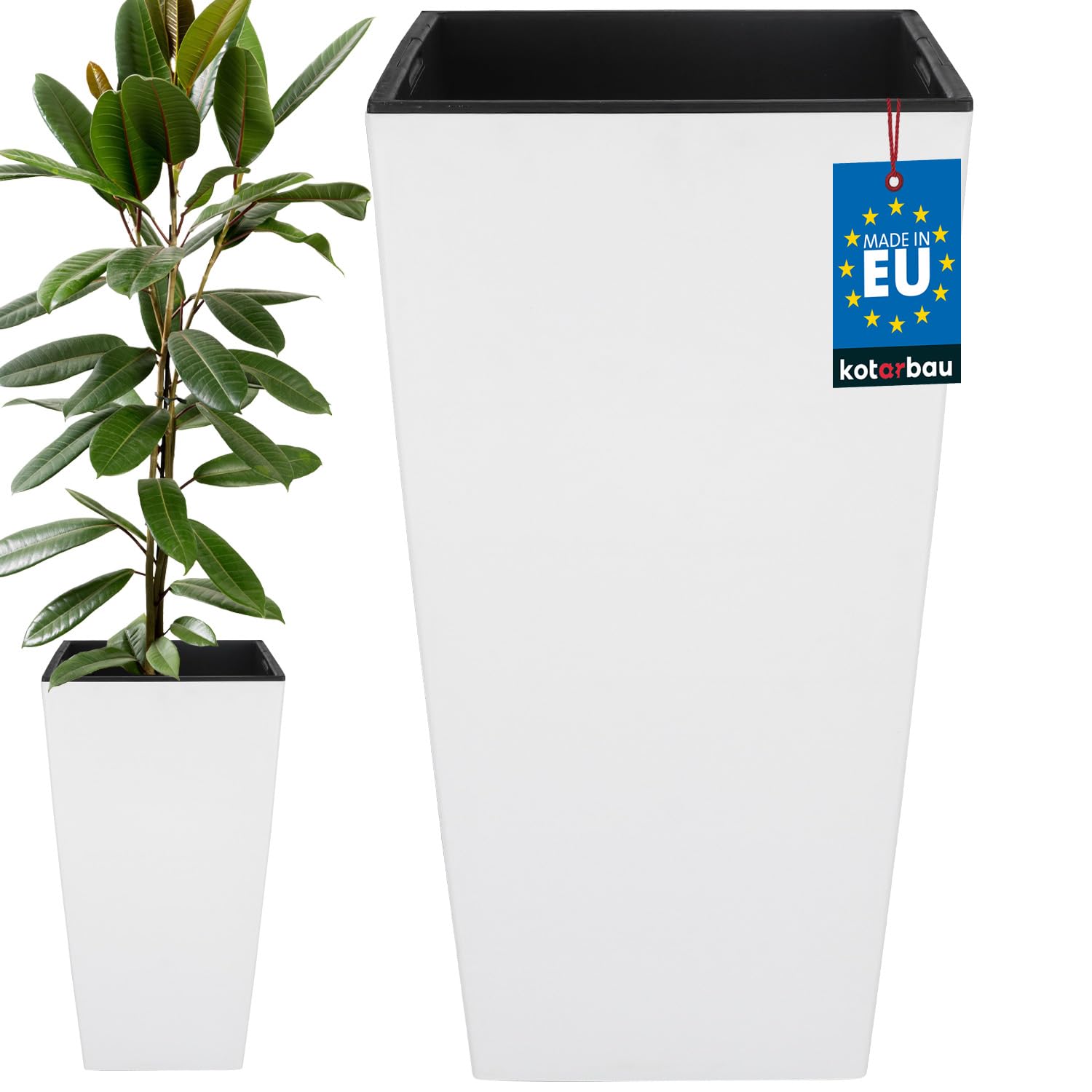 Doniczka z wkładem donica na kwiaty rośliny osłona 32,5x61cm ogrodowa biała - KOTARBAU
