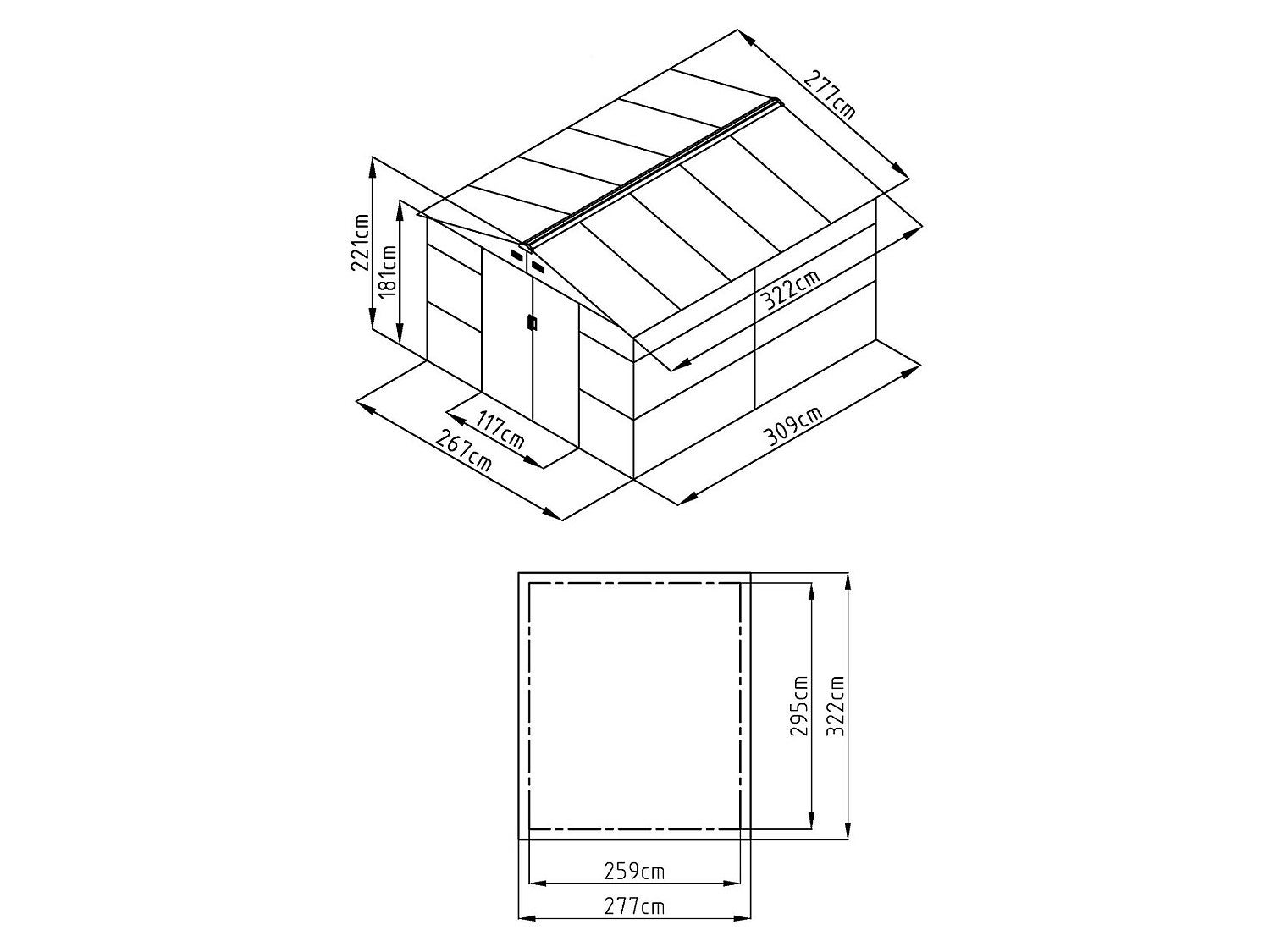 Abri de jardin métal en acier galvanisé effet bois gris 8,94 m² - ADELMO - 6