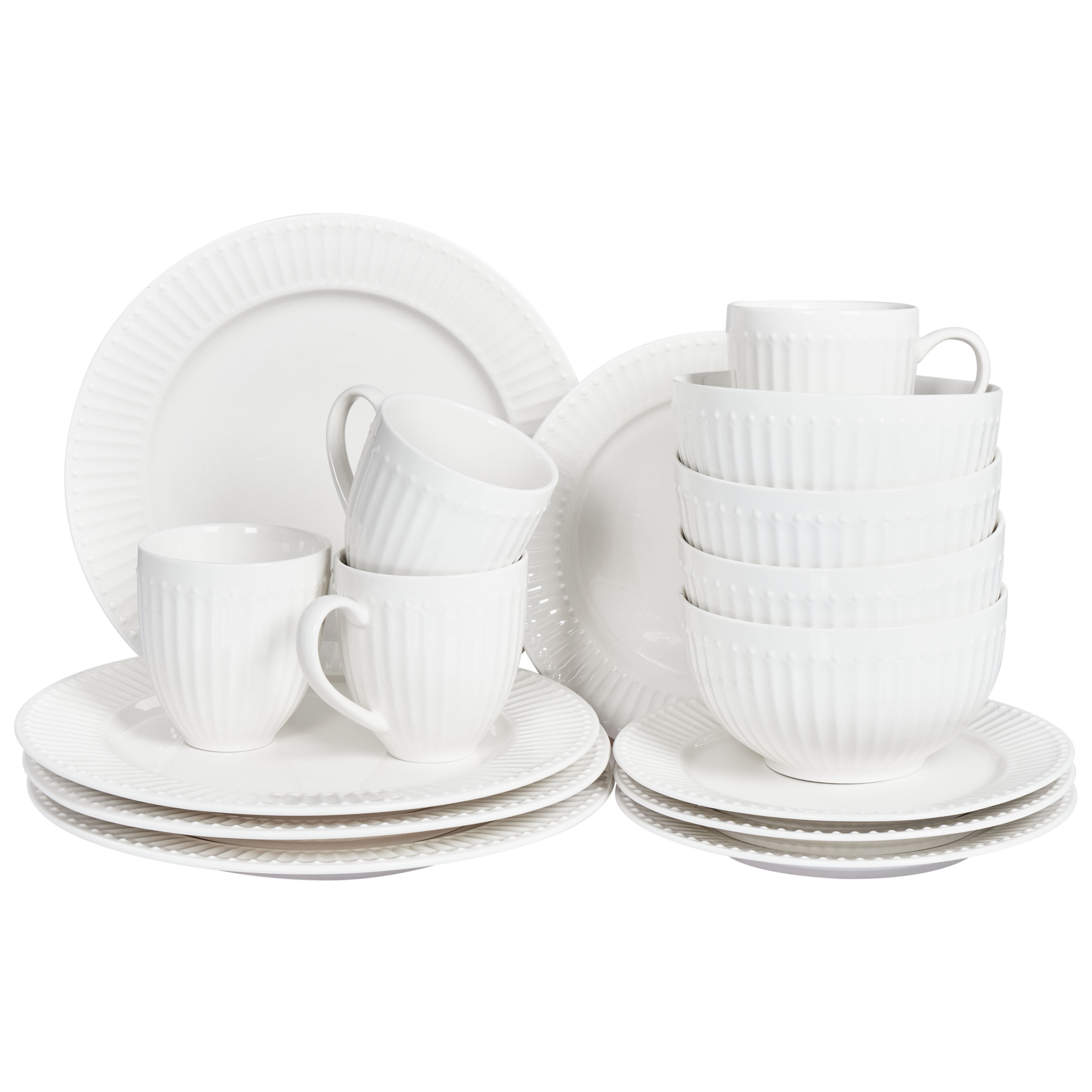 Beliani Vajilla De 16 Piezas Cowslip Porcelana Blanco , Leroy Merlin