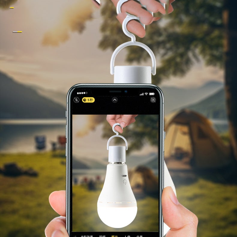 Lampadina ricaricabile E27 - Lampadina dimmerabile da 5 W con telecomando e gancio, temperatura di colore regolabile 3000-6000 K, 2000 mAh - 5