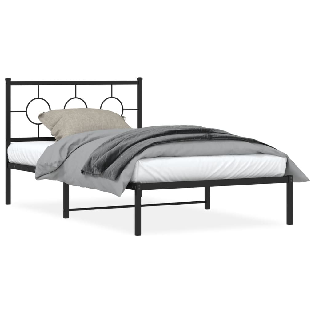 Łóżko Metalowe Czarne Rama Łóżka Ze Stelażem Do Sypialni Pokoju 107x203 cm