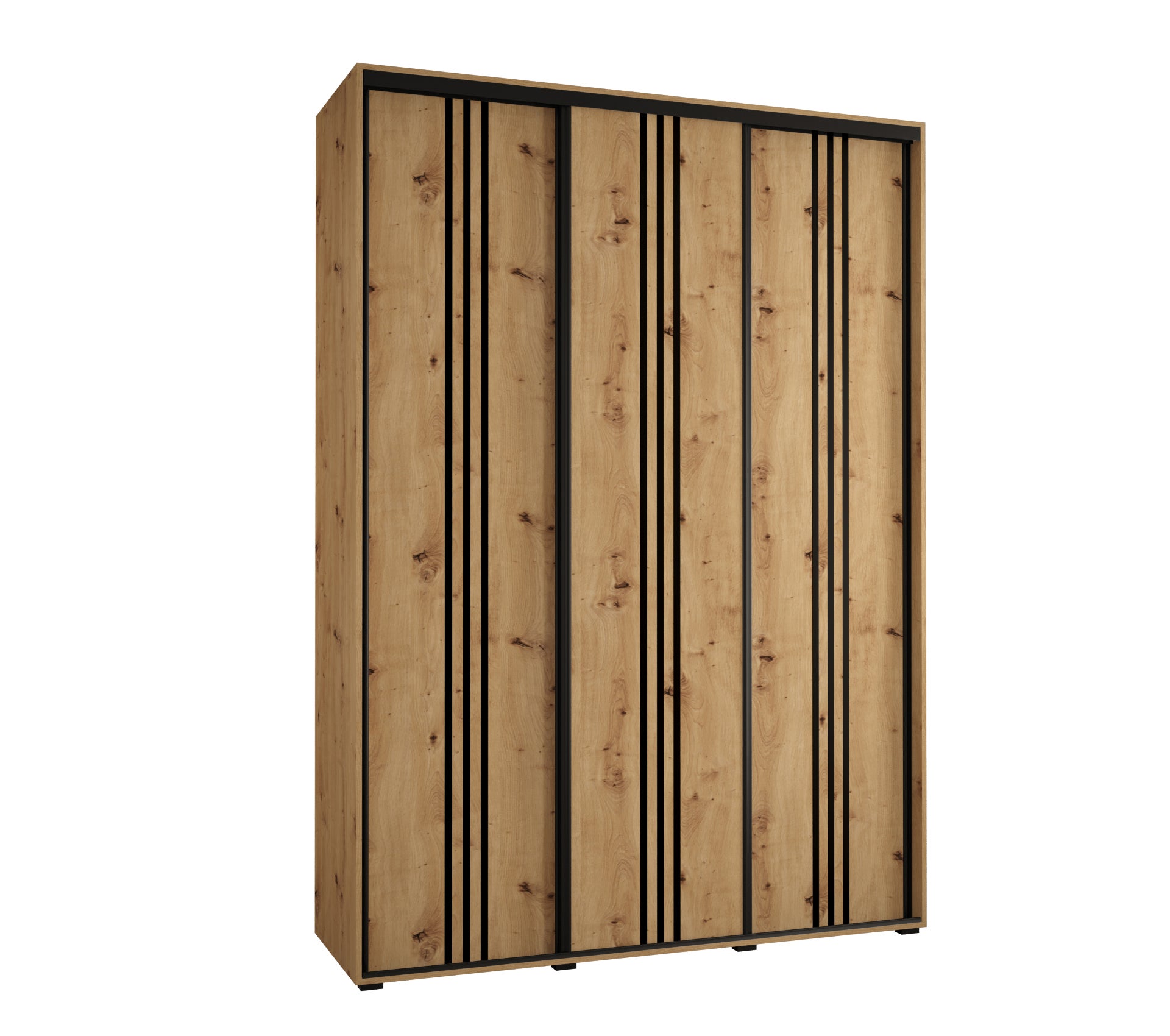 Szafa przesuwna wysoka Davos 6 180 x 45 x 235,2 cm artisan + artisan + u. czarny - Abiks Meble
