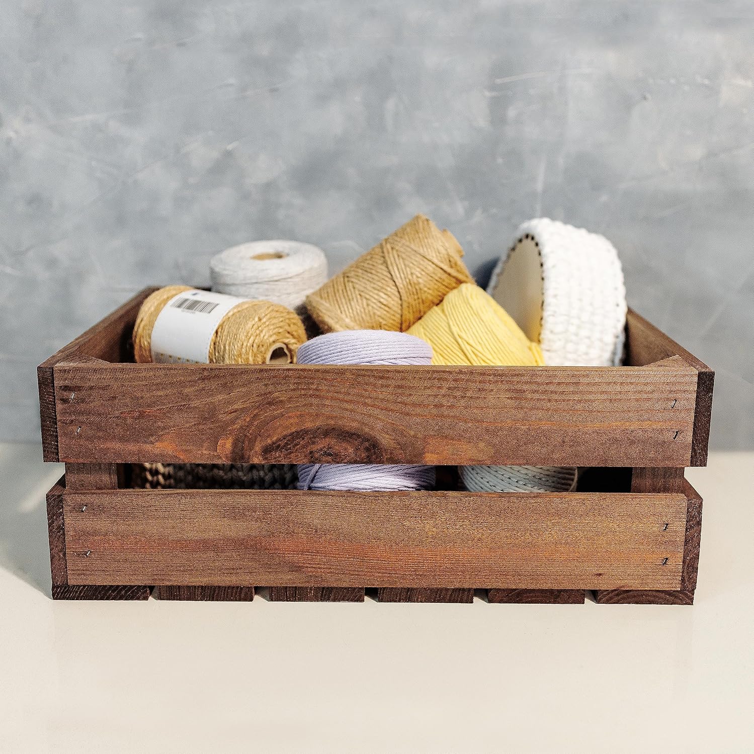 Creative Deco Caisse en Bois Wengé | 40 x 30 x 15 cm | Caisse Rangement Bois | Caisse en Bois Vintage | Cagette en Bois | Caisse en Bois Rangement - 6