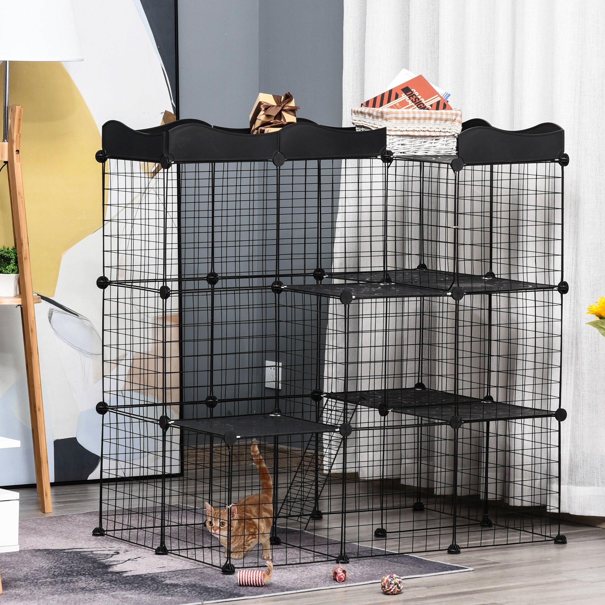 Cage parc enclos pour petits animaux et chats 105 x 70 x 116 cm ...