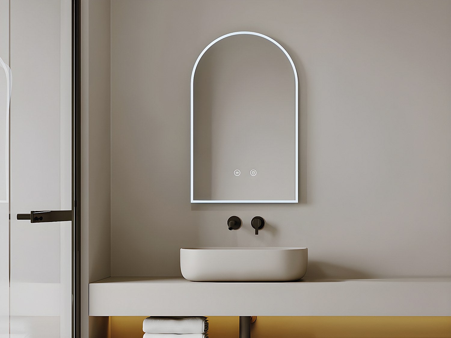 Lustro łazienkowe arkadowe przeciwparowe z diodami LED - szer. 50 x wys. 80 cm - ARCADI