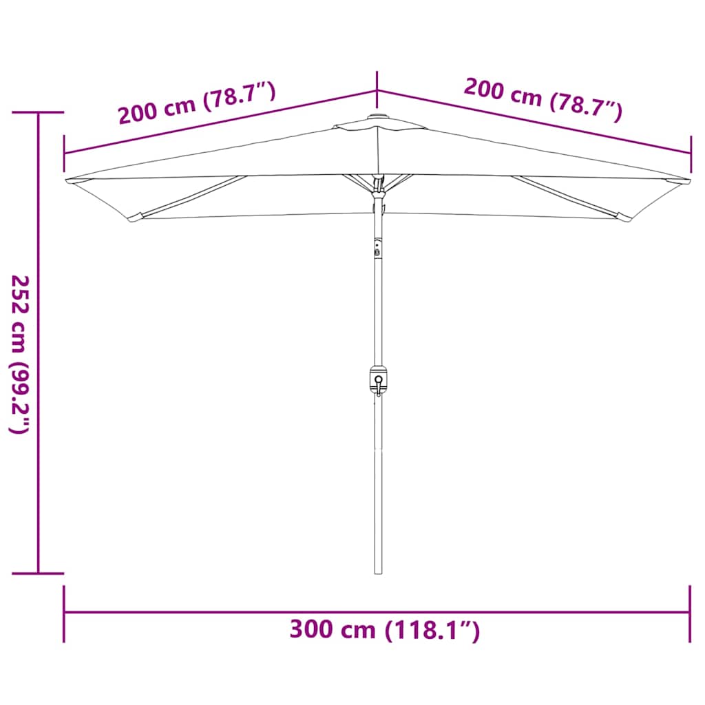 vidaXL Parasol d'extérieur avec mât en métal 300x200 cm anthracite - 7