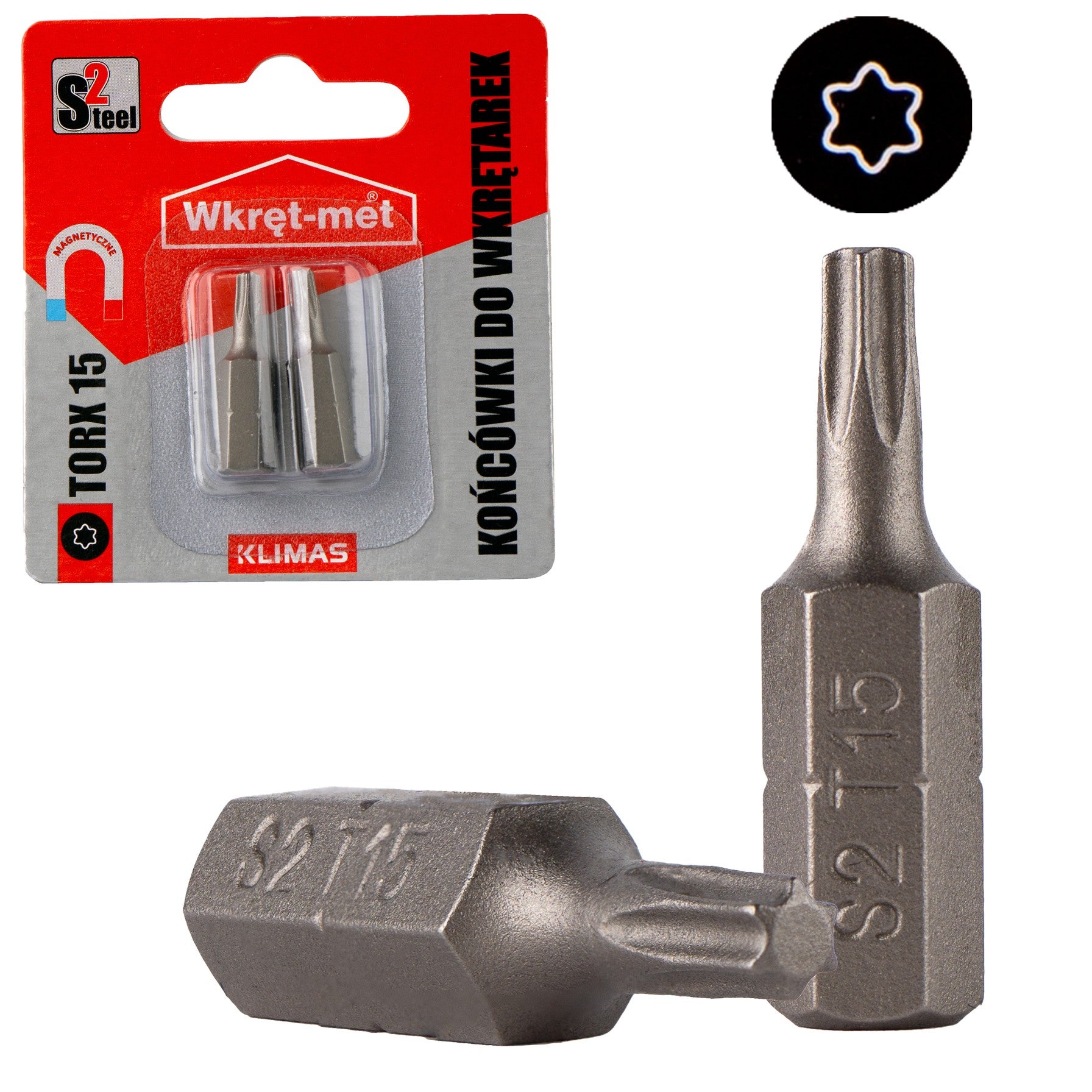 Końcówki do wkrętarki Klimas bity do wkrętarek TORX 15 długość 25 mm 2szt
