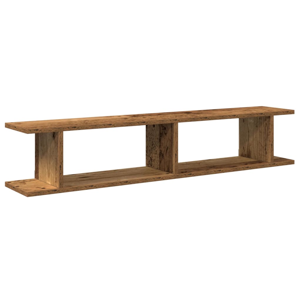 Lot de 2 Étagères murales - Étagères flottantes vieux bois 105x18x20cm bois d'ingénierie em526 - 4