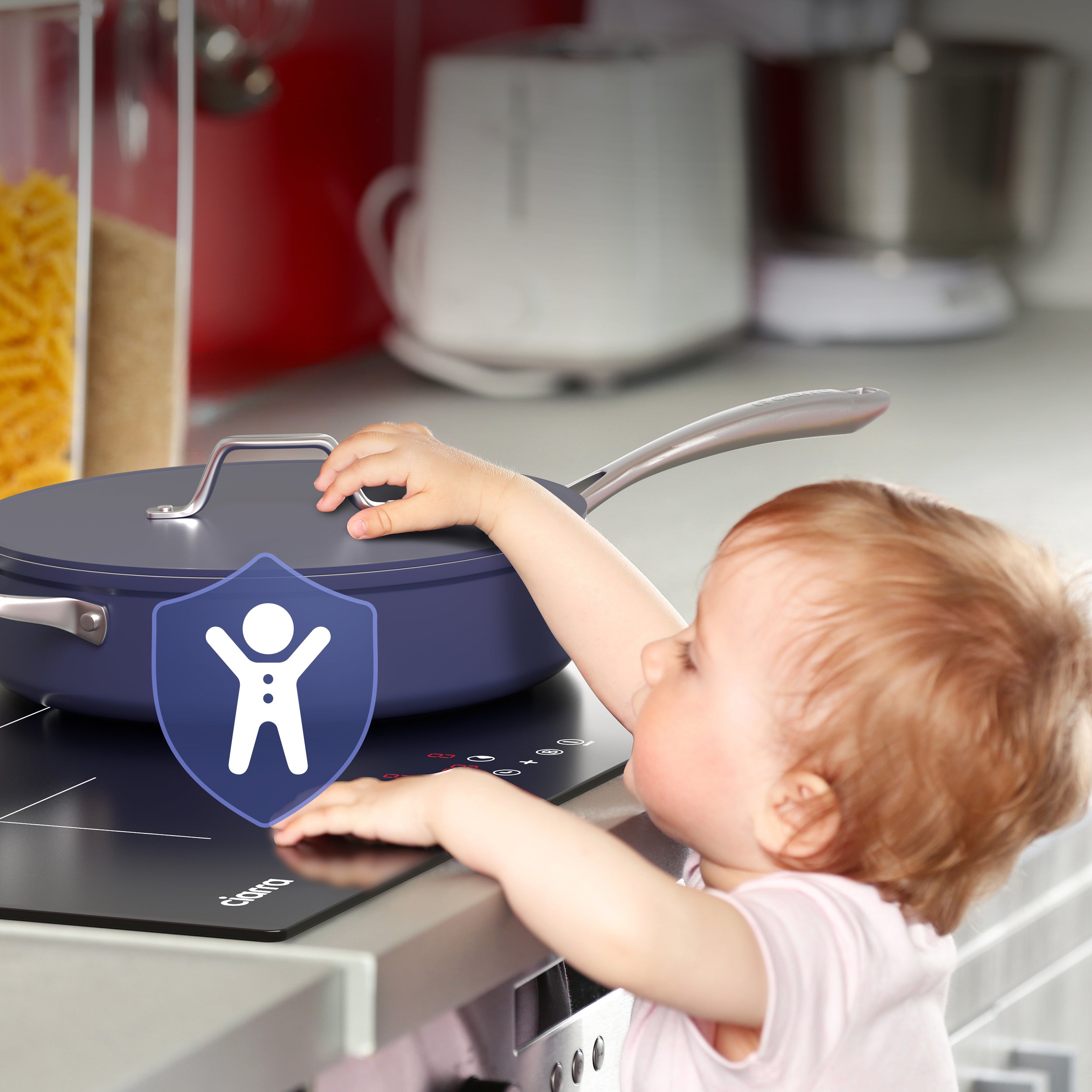 CIARRA Plaque Induction 3 Foyers 6200W 59x52cm Booster Auto-Stop 99 Mins Minuterie CD3BIH - 6