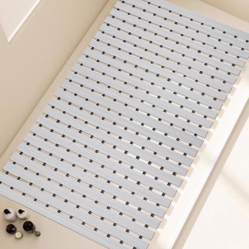 Mata łazienkowa antypoślizgowa – zapobiega poślizgom – 1 sztuka, jasnoszara, 43 cm x 60 cm