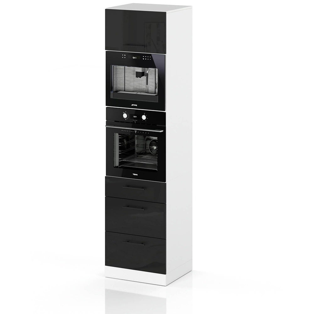 Słupek kuchenny 3 szuflady 60cm piekarnik s60ms3 spremium czarny połysk
