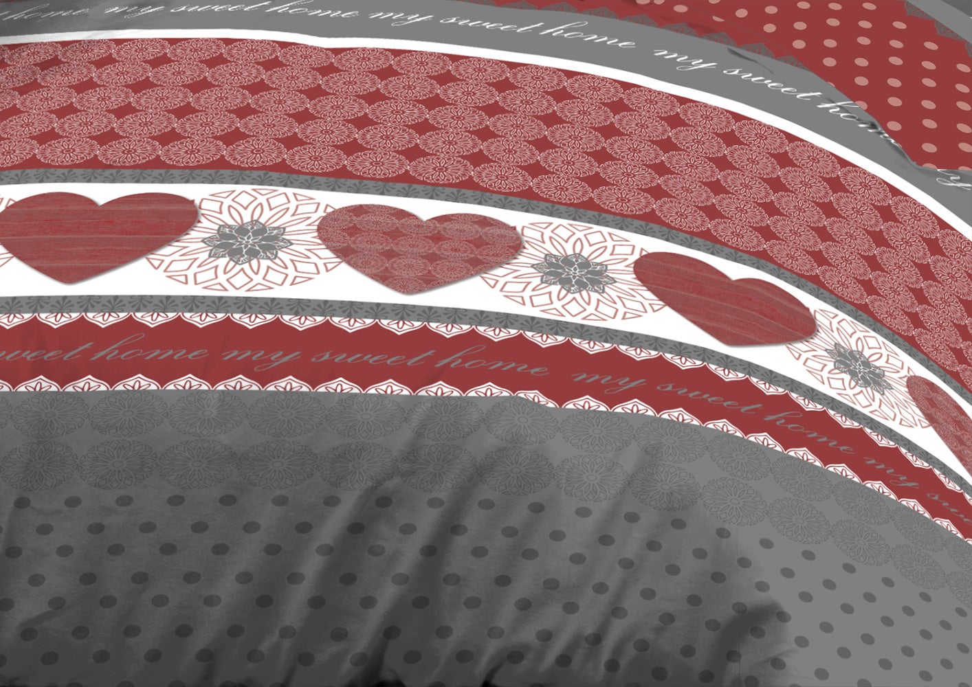 Parure Drap plat + drap-housse 140x190 + 2 Taies - Microfibre - Coeurs rouge - 3