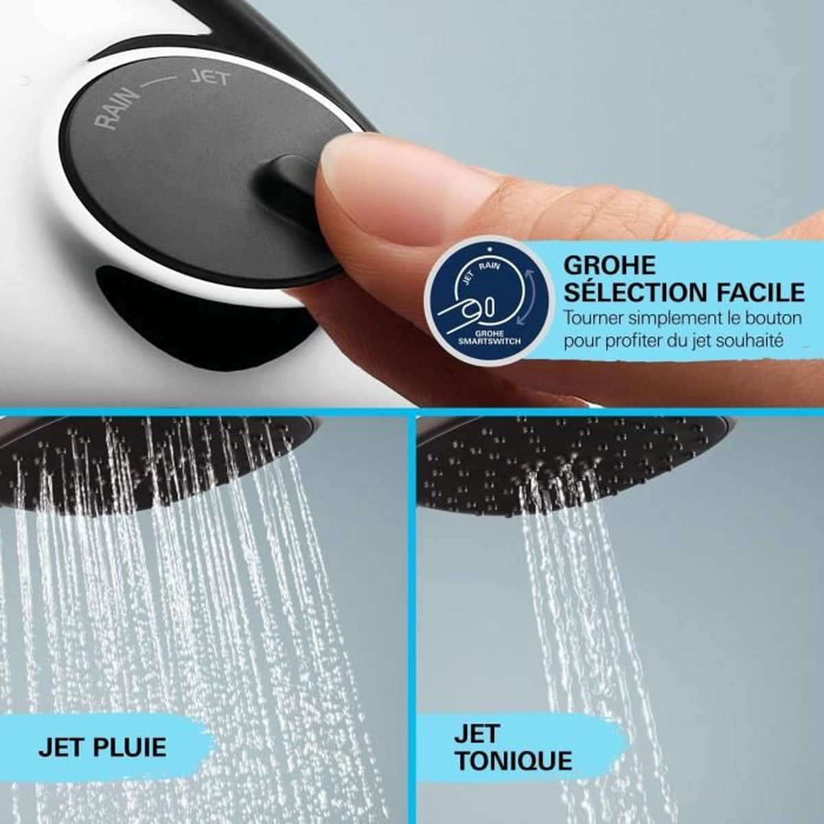 Colonne de douche avec mitigeur thermostatique - Economie d'eau - GROHE Vitalio Comfort 250 - Chromé - 26696001 - 8