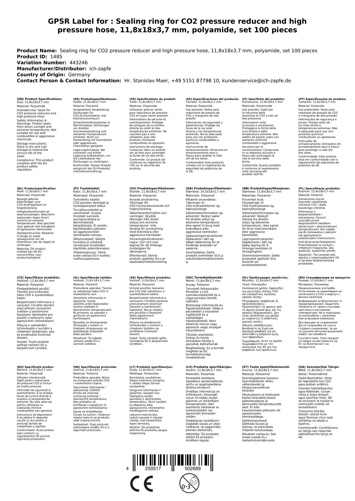 100 Guarnizioni In Poliammide - 11.8x18x3.7 Mm, Per CO2 Riduttori E Tubi Alta Pressione - Foto 12