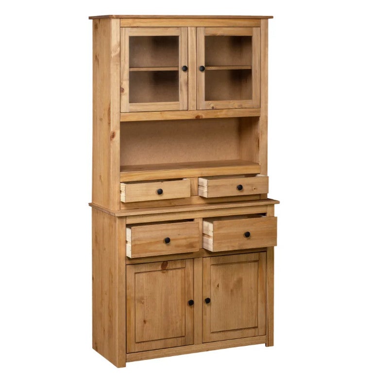 Vaisselier 4 portes 4 tiroirs pin massif clair Iris - 2