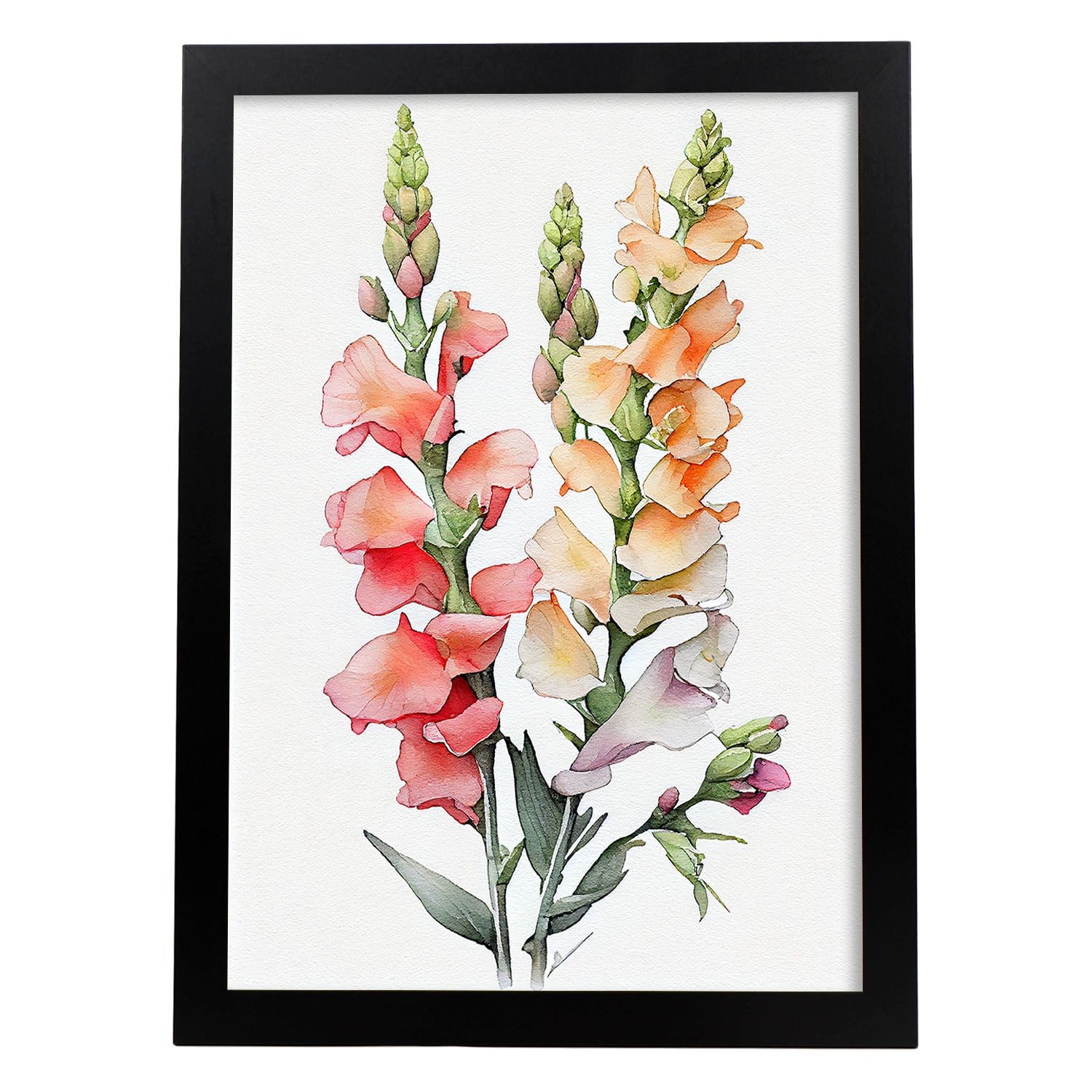 Nacnic poster de boca de dragón estilo nórdico ilustraciones de botánica con flores y plantas en acuarela diseño moderno y modelo 5 a4 sin marco