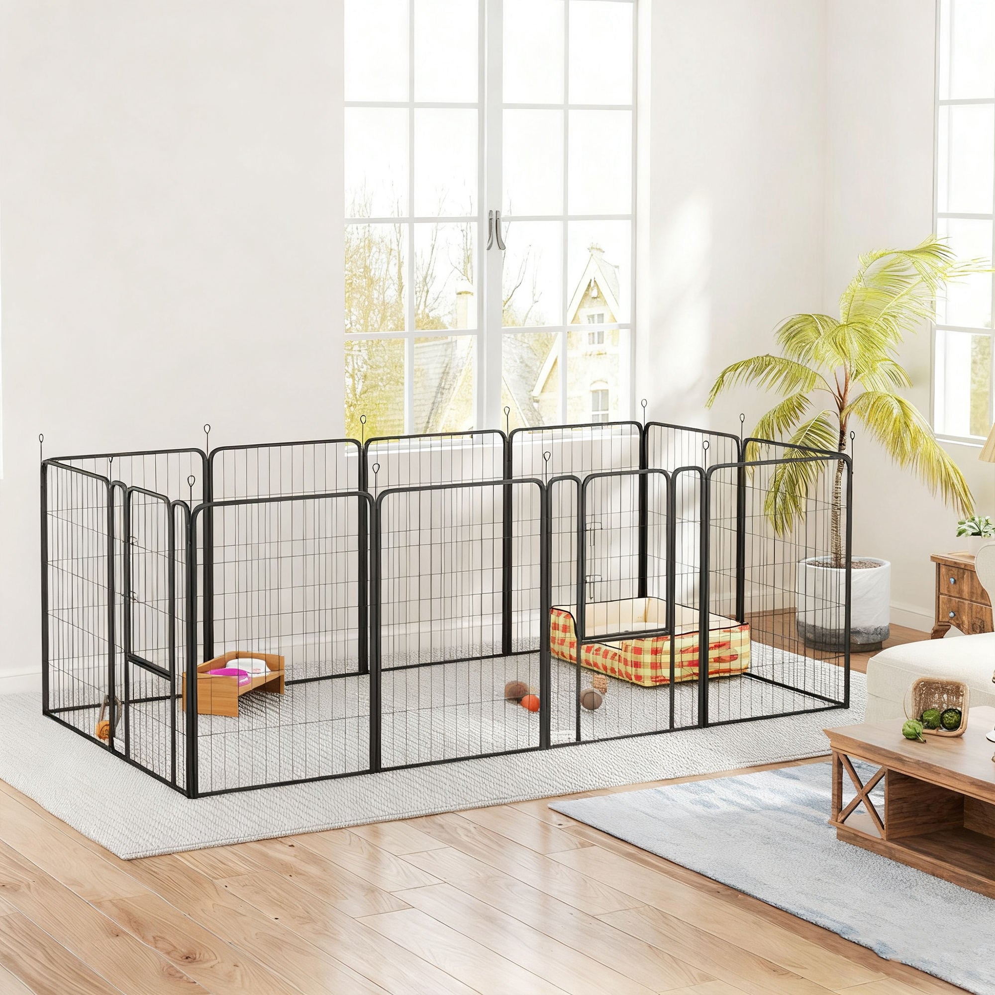 Parque para Perros PawHut Acero Negro 204x204x100 cm D06-248V02BK - 2