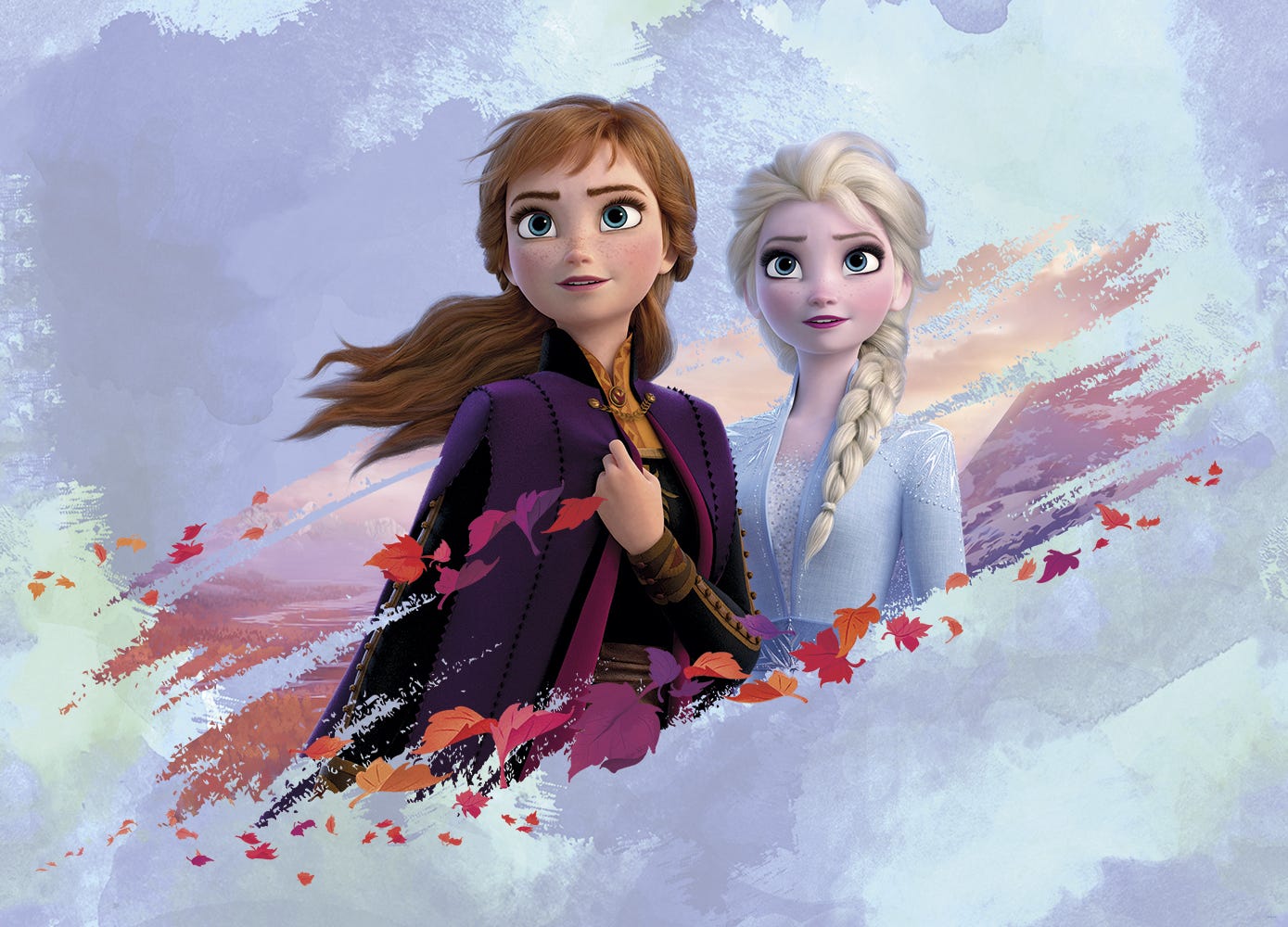 Elsa Wiolet Affiche#0 La Reine des neiges Anna & Elsa bleu, violet et orange - 160 ...
