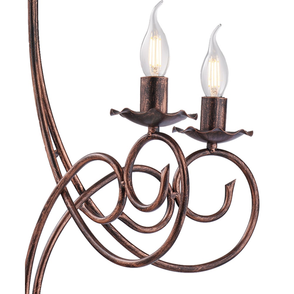 Alma Lustre en fer laqué noir décor cuivre antique 5 lumières 120 d.57 BL130-5-NR - 4