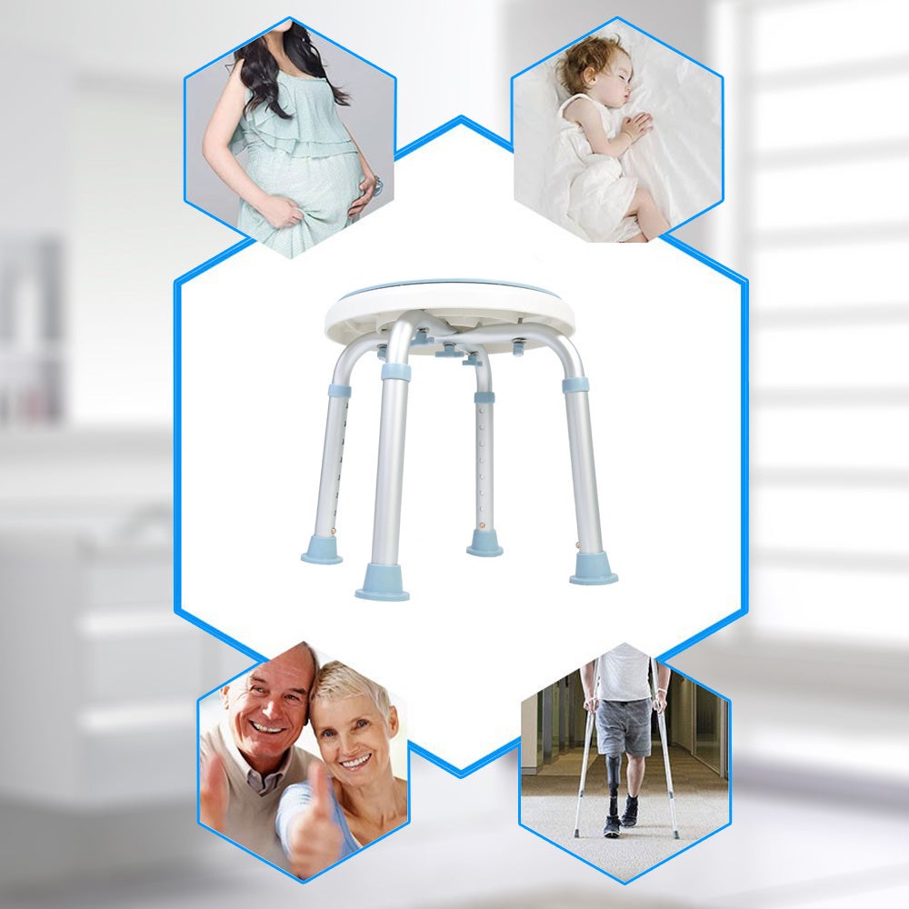 Tabouret de douche Siège de douche chaise de douche pivotant à 360° jusqu'à 136 kg Réglable en hauteur - 4