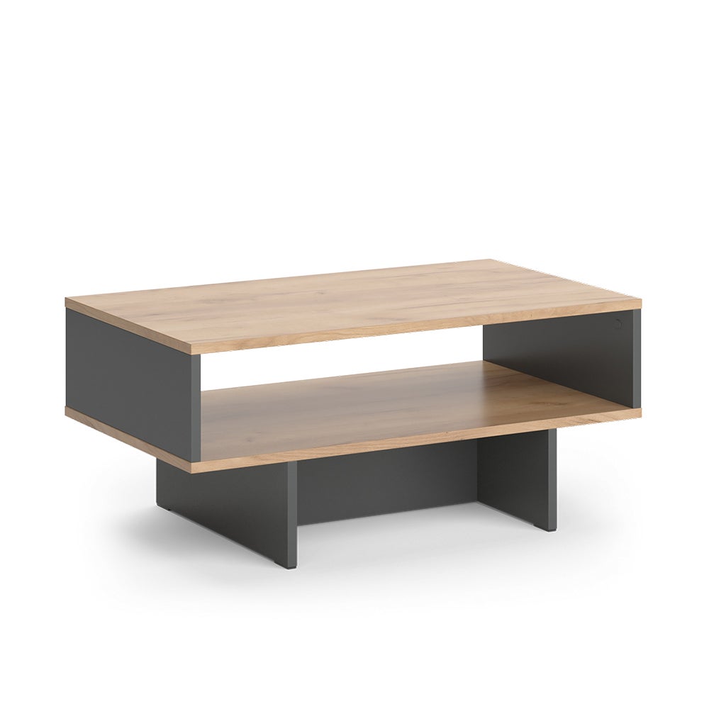 Vicco Stolik kawowy Josef, Antracyt/złoty dąb, 80 x 46.2 cm z 1 półką