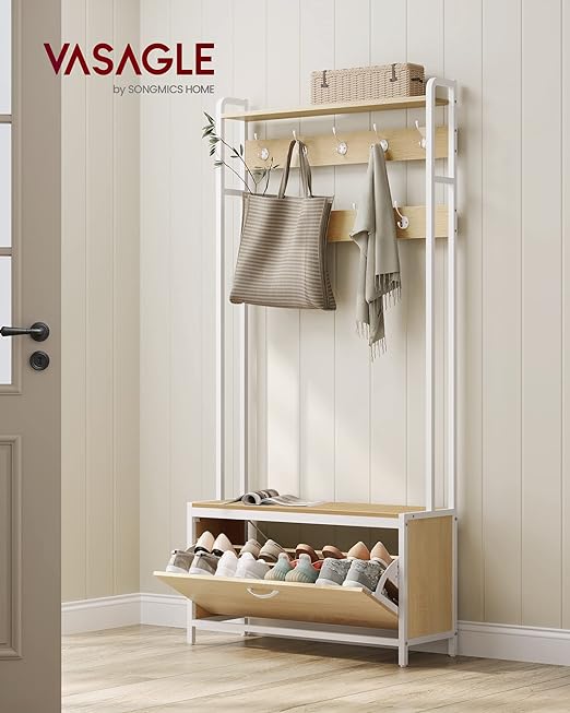 Perchero Zapatero, Perchero Recibidor, con Banco Zapatero, - Main Image