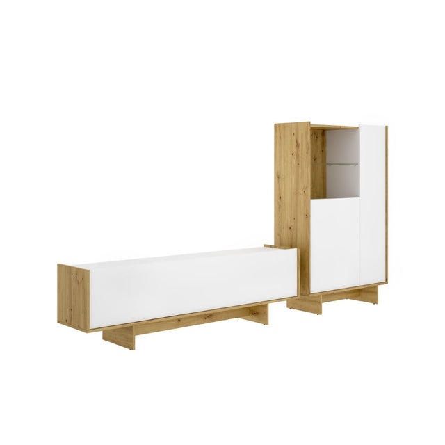 Composición de salón Ka mueble de TV y aparador blanco/natural