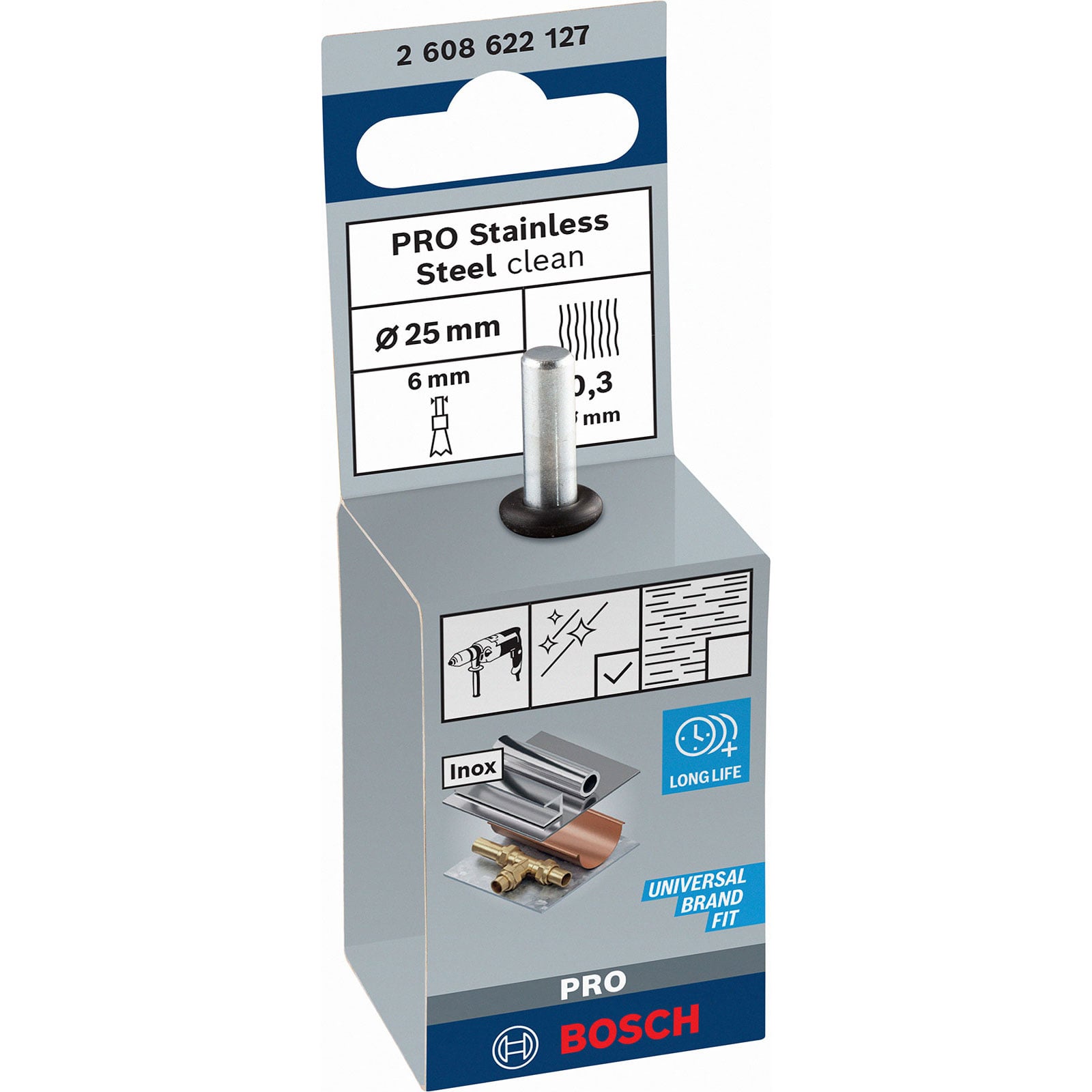 Bosch PRO Stainless Steel clean Szczotka pędzelkowa 25 x 0,30 mm prosty trzpień - 2608622127 - 5