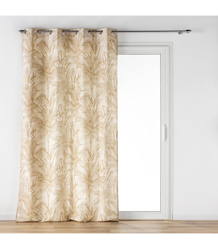 Rideau à oeillets motifs palmiers doré - 140x240cm - Doré - 2