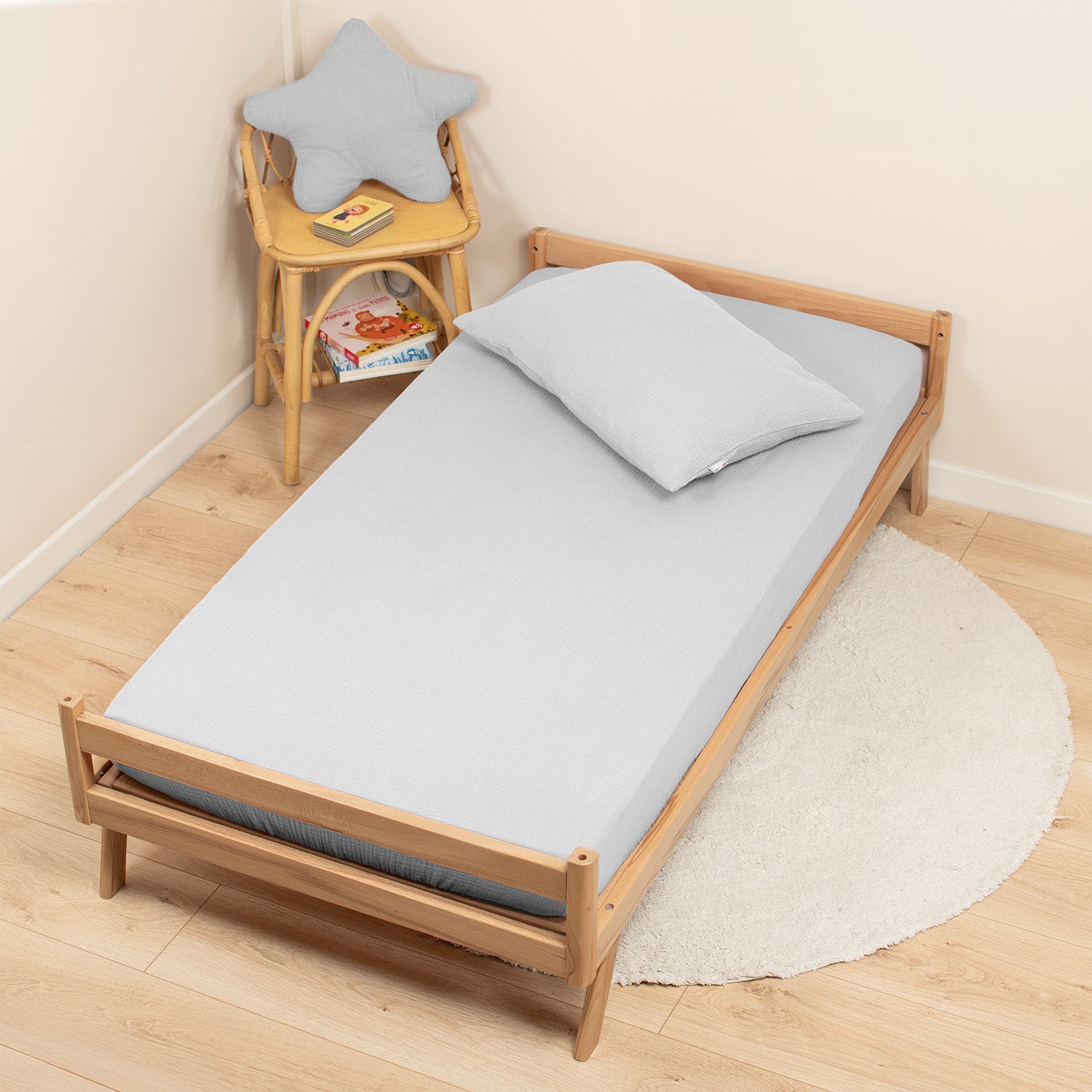 Drap housse uni en gaze de coton - 2