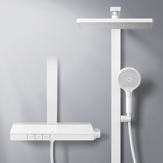 EMKE colonne doccia termostatiche con pannello doccia termostatico da 40 cm e soffione a pioggia, bianco