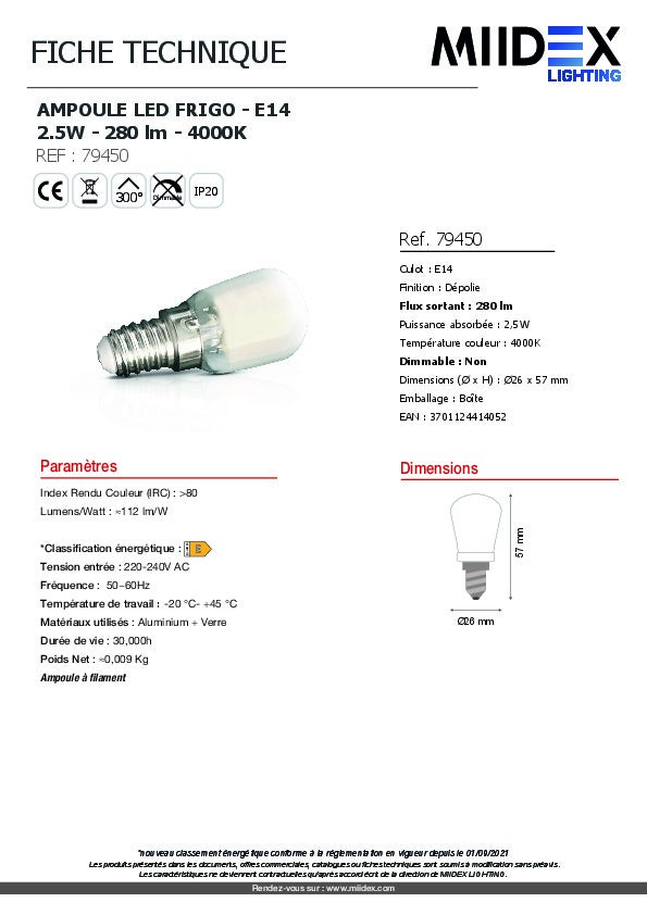Ampoule LED E14 Frigo – 2.5W – Blanc Neutre 4000K – 280lm – Dépoli - 8