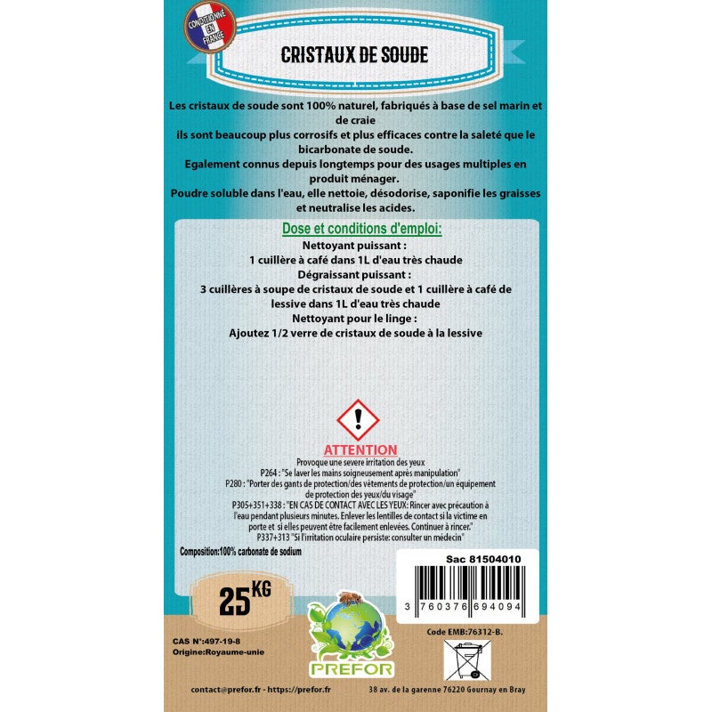 Cristaux de soude Sac 25kg - 2