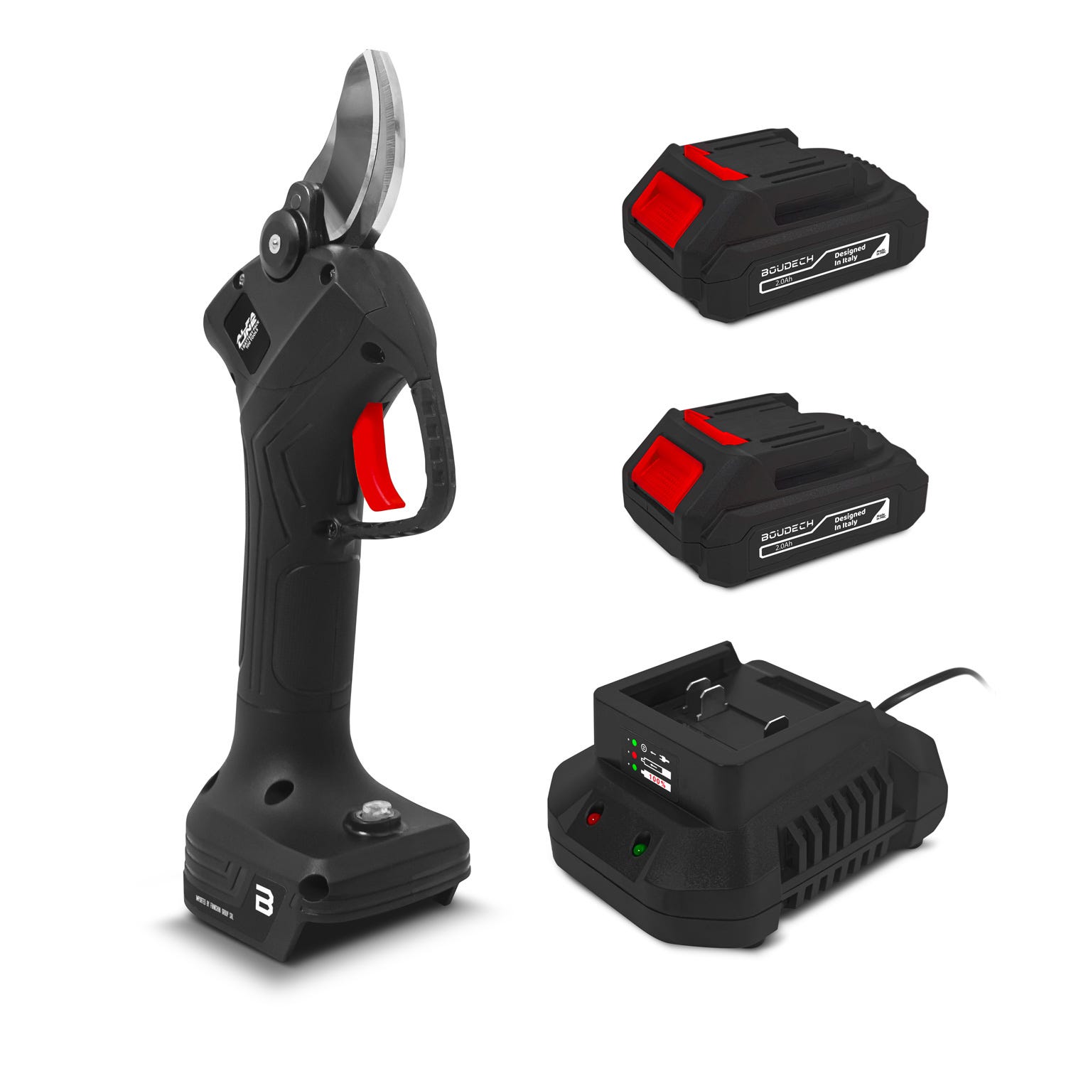 Tijeras De Podar Eléctricas GJCrafts - Corte Hasta 30 Mm, Motor Sin Escobillas 550W, 2 Baterías 2000 MAh, Incluye Repuestos - Para Jardinería