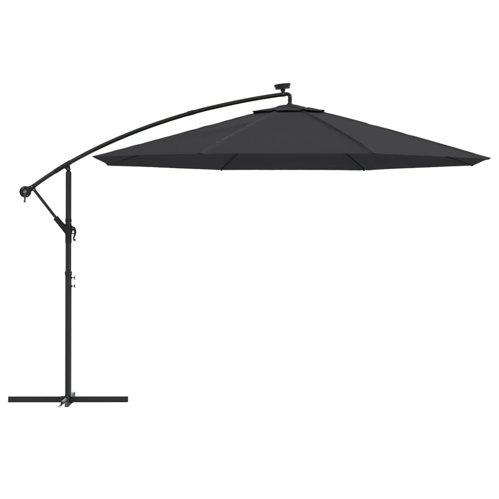 Parasol de jardin en porte-à-faux avec lumières LED noir 350 cm vidaXL - 5