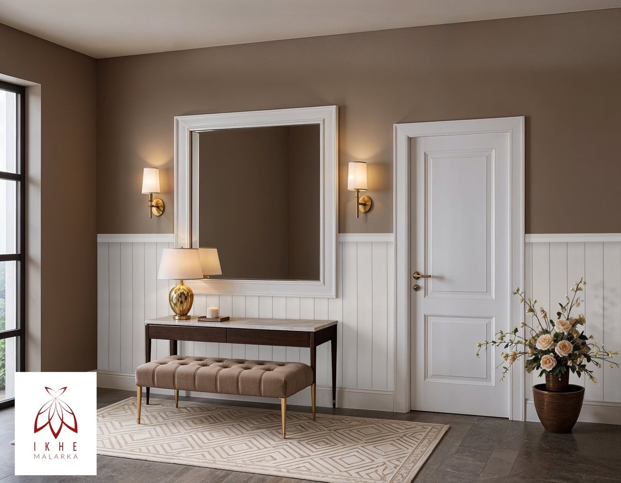 1 x 0,12 m² Painel de parede estilo rústico – Poliestireno rígido branco – Boiserie decorativa LB02 - 7
