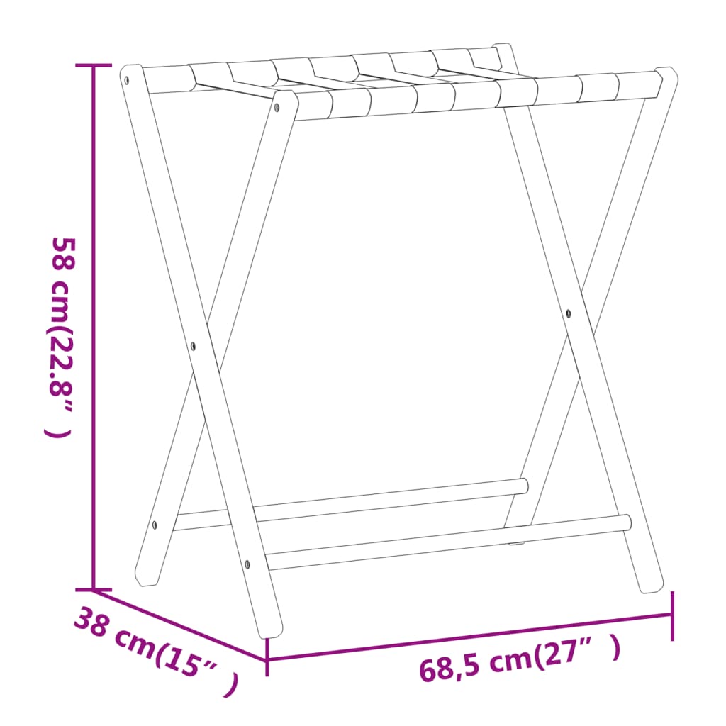 Porte-bagages 68,5x38x58 cm bambou Unico / Marrón - 8