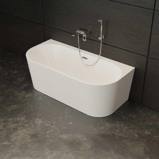 Baignoire Semi-îlot Murale Naos 170 Blanche 170 X80 X58 Cm, By Spalina