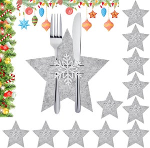 Portaposate Natalizi Per Tavola Sacchetti Portaposate In Feltro Rosso Per Natale - 16 Pezzi, Decorazioni Per Tavola E Albero Decorazione Tavola Di Natale