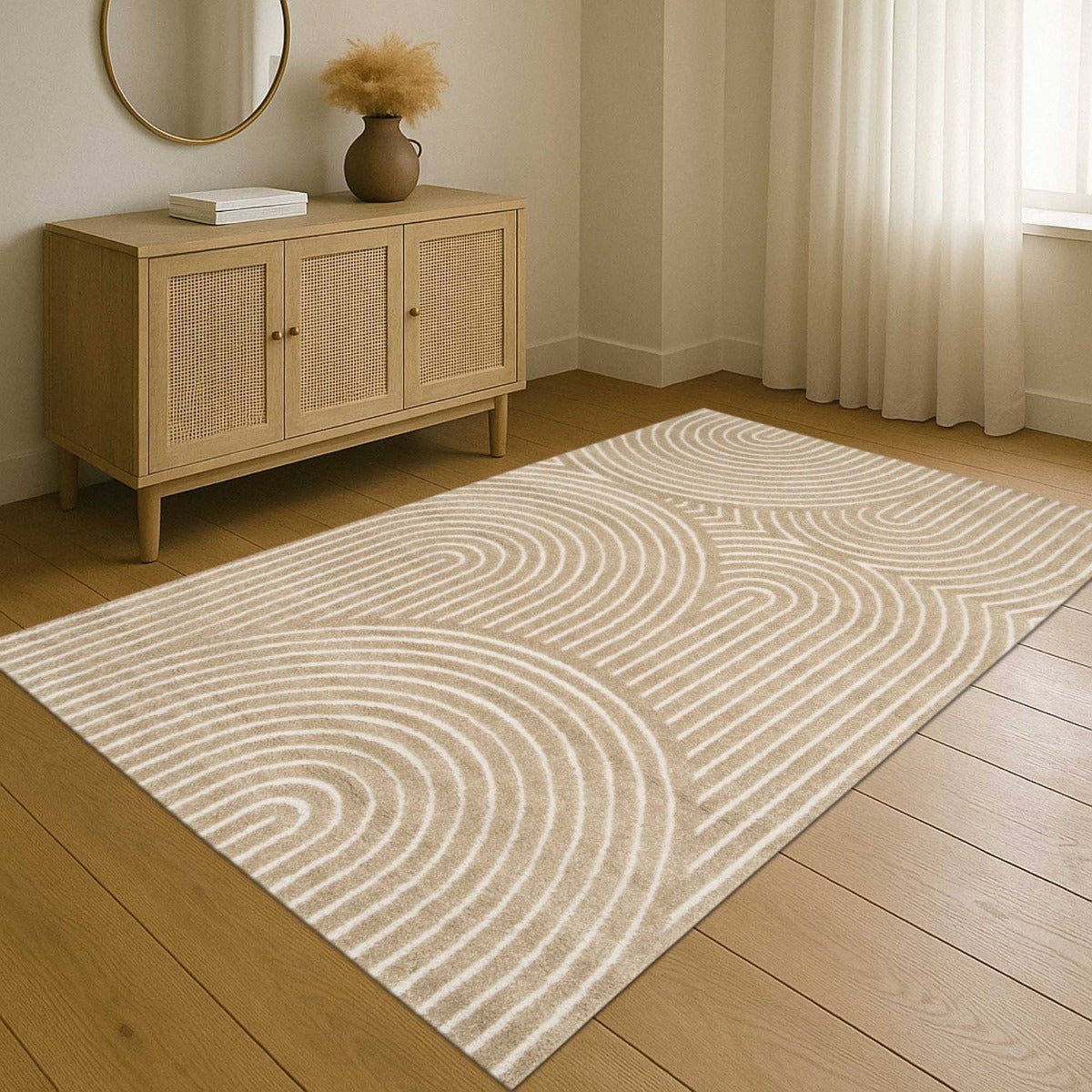 Tappeto beige morbido con rilievo geometrico 160x230 - 9