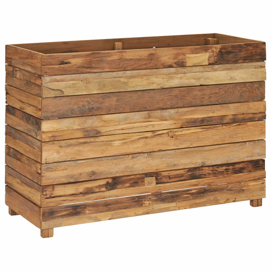 Fioriera rialzata piante fiori giardino 100 x 40 x 72 cm legno di teak riciclato e acciaio 02_0000897 - 8