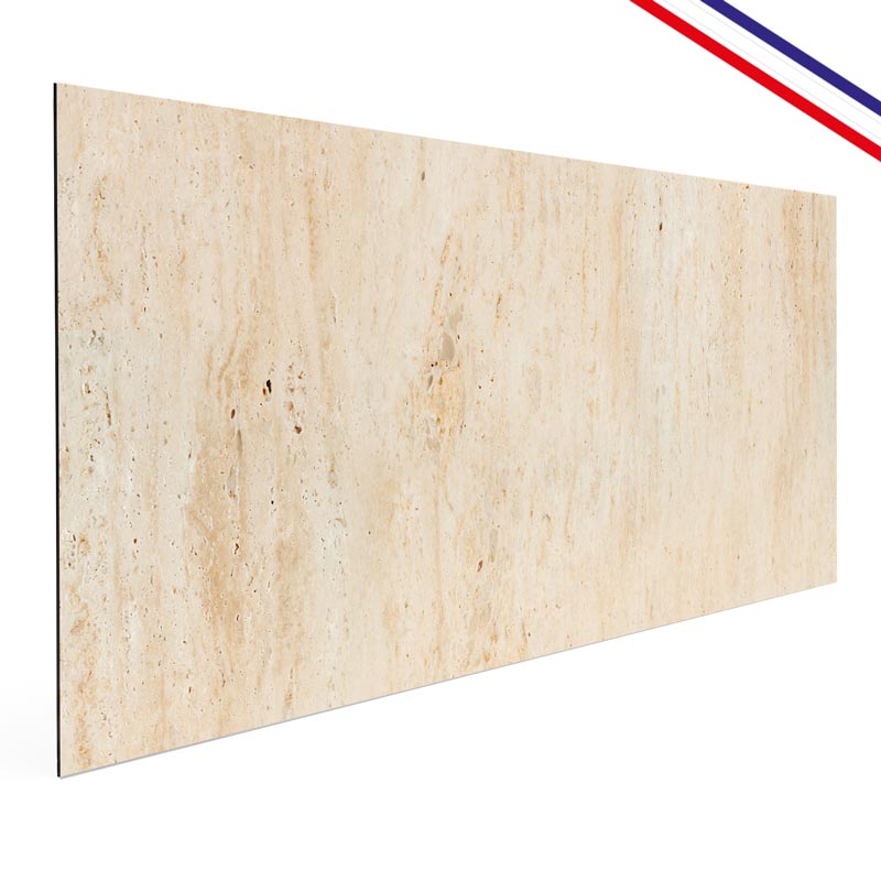 Crédence de salle de bain en Aluminium effet pierre Beige 140x30 cm (en 2 bandeaux) - Travertin - 4