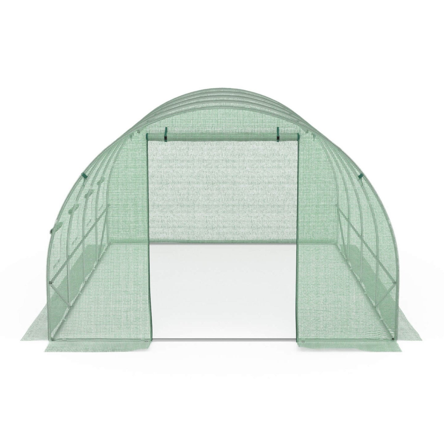 Bâche de rechange pour serre de jardin tunnel 12m² 4 x 3 x 2 m anti-UV avec porte et fenêtres ZEBRA verte - 4