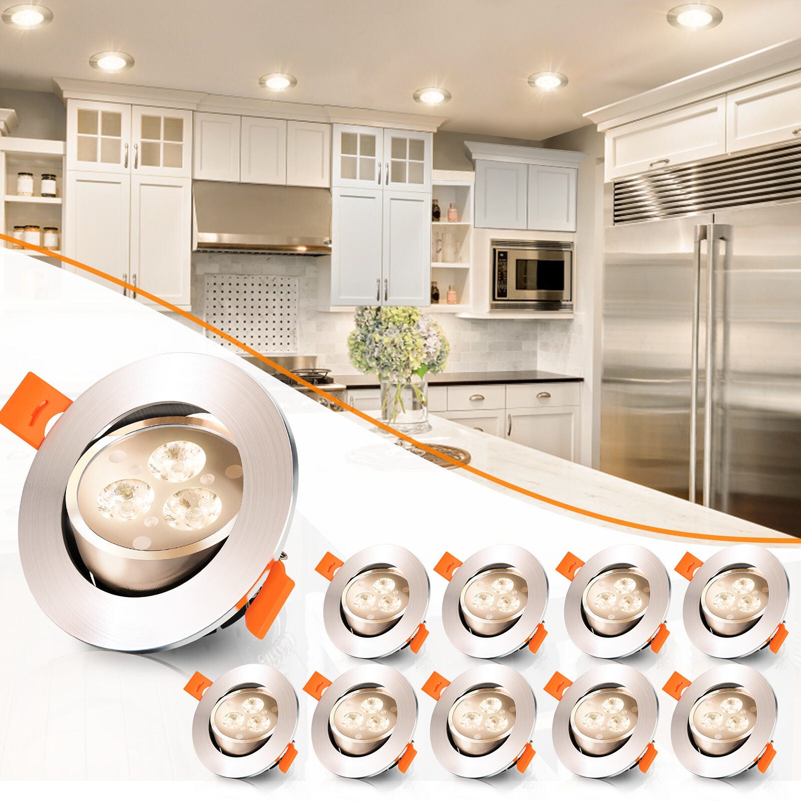 Faretto Led 9W Bordo In Vetro Rotondo Luce Fredda Naturale Calda P 94e T3c Faretto Led Con 3 Tonalita 3000k 6000k 4000ktramite S - Foto 2