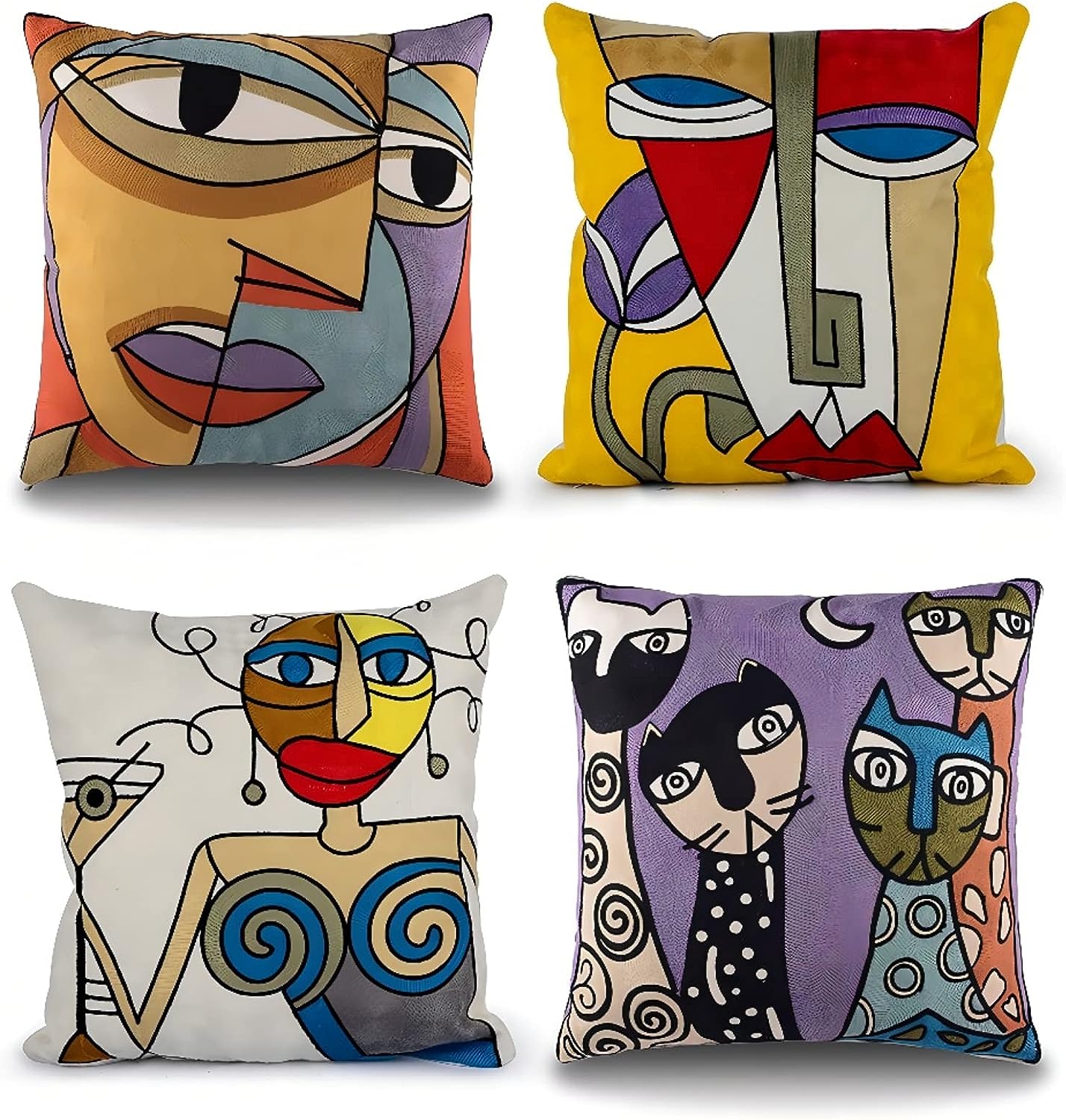 All Smiles Lot de 4 housses de coussin décoratives pour extérieur, printemps, été, décoration d'intérieur, patio, canapé, chaise, sofa, marguerites et nains de fleurs jaunes, 40,6 x 40,6 cm